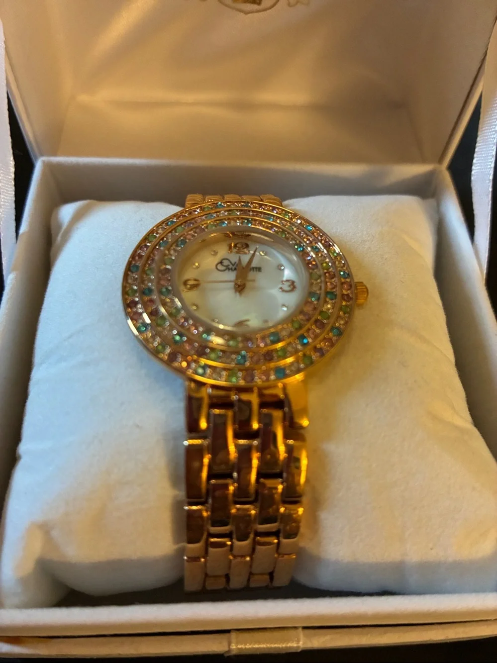 Gold Crystal Accent Women's Bracelet Watch by Eton